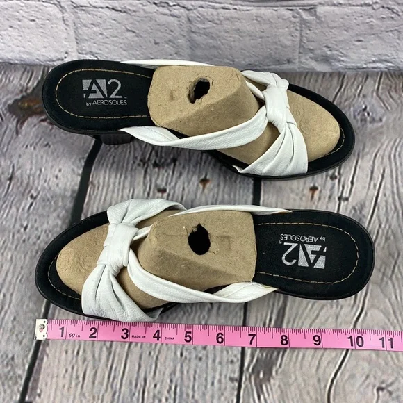 A2 by AEROSOLES White & Black Leather Slip On Comfy Heels - Picture 7 of 17